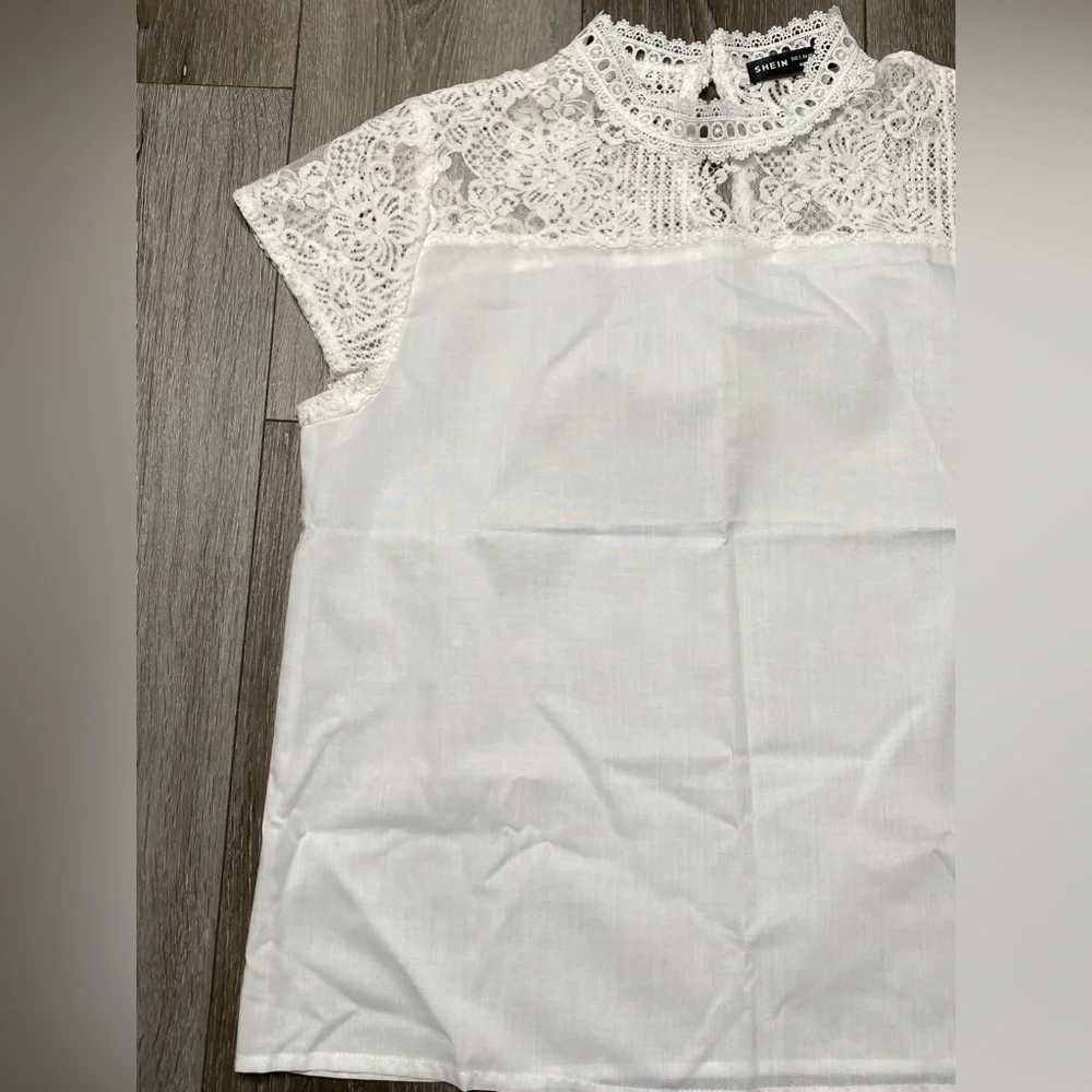 Shein White Blouse Size Large - Picture 10 of 16